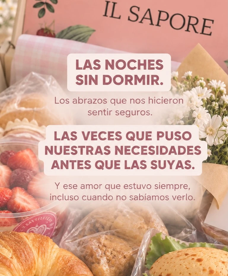 Pieza de Ilsapore: box de desayuno y un agradecimiento a mamá